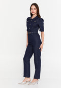 Short Sleeve Solid Color Regular Fit Regular Casual Jumpsuit ris75024 - Casual Jumpsuit - Istanbul Fashion Center