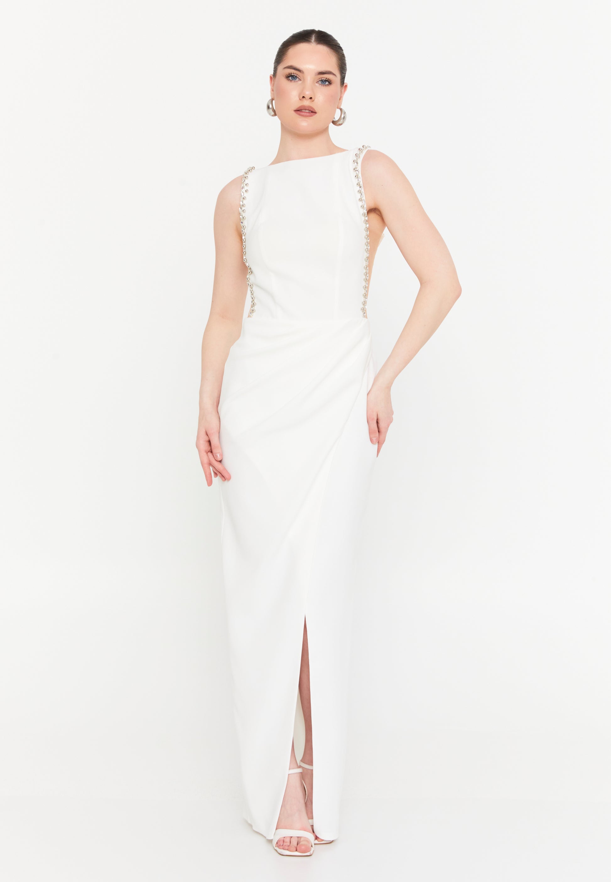 Sleeveless Maxi Viscose Column Regular Wedding Guest Dress ren6341 - Wedding Guest Dress - Istanbul Fashion Center
