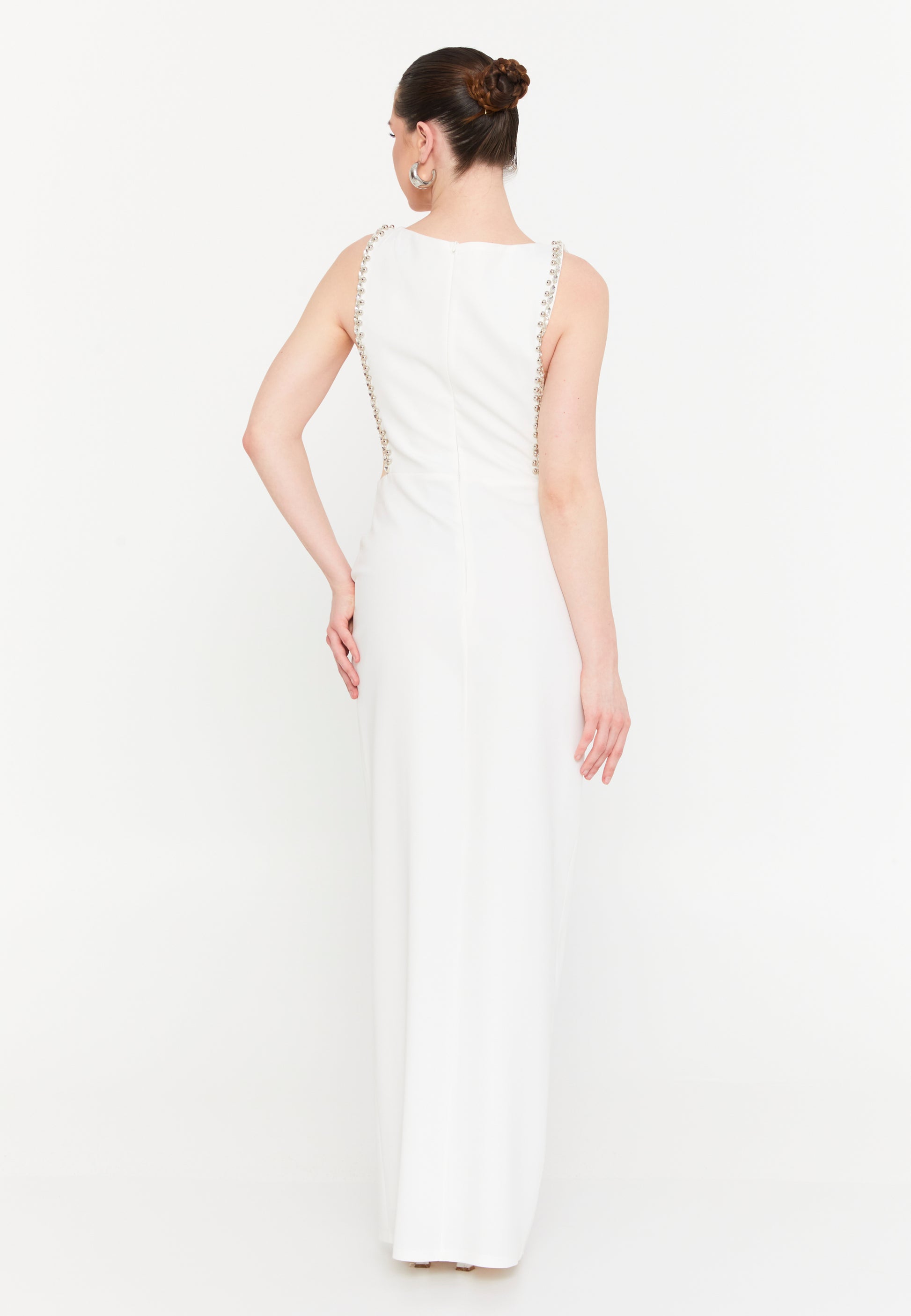 Sleeveless Maxi Viscose Column Regular Wedding Guest Dress ren6341 - Wedding Guest Dress - Istanbul Fashion Center