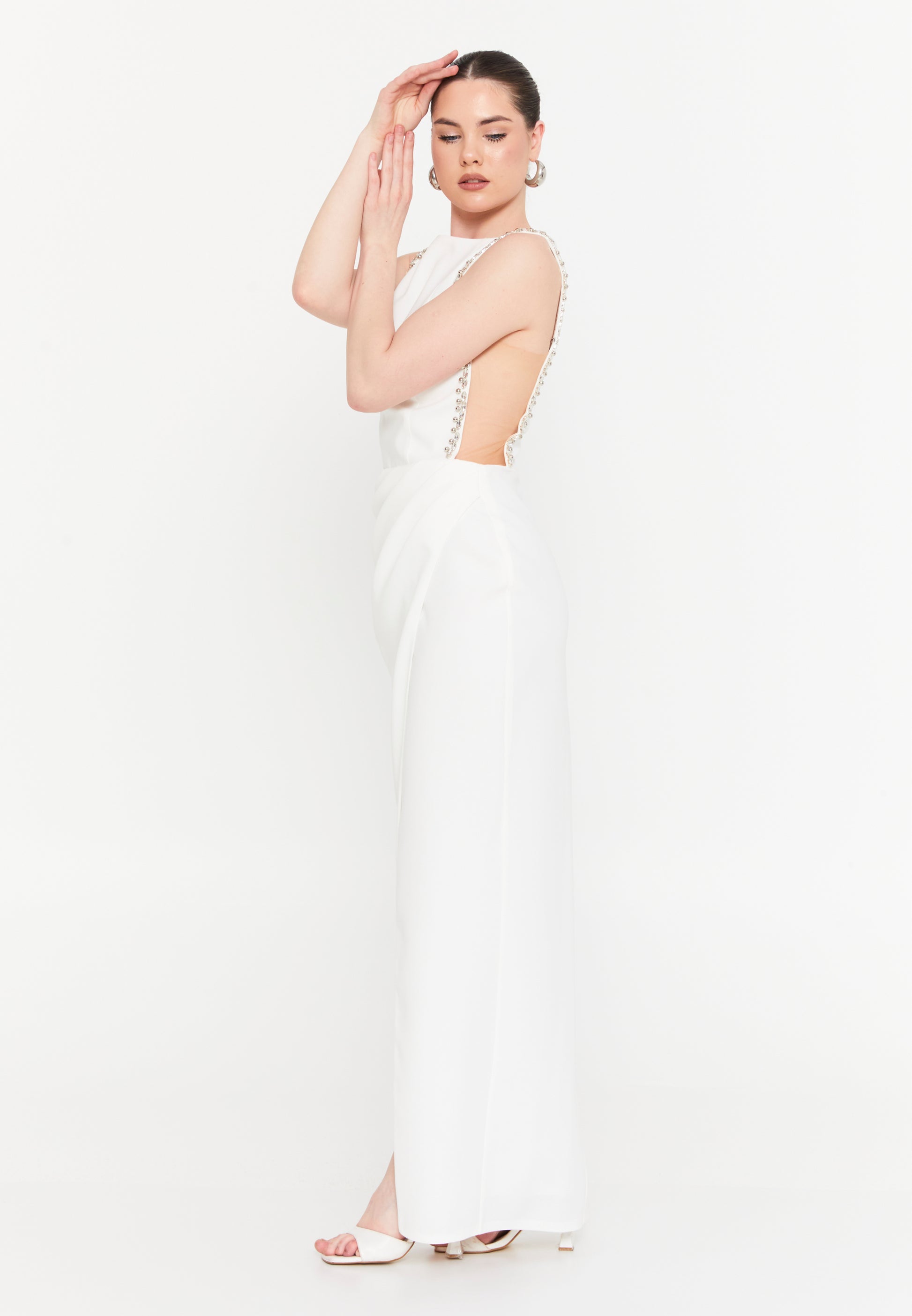 Sleeveless Maxi Viscose Column Regular Wedding Guest Dress ren6341 - Wedding Guest Dress - Istanbul Fashion Center