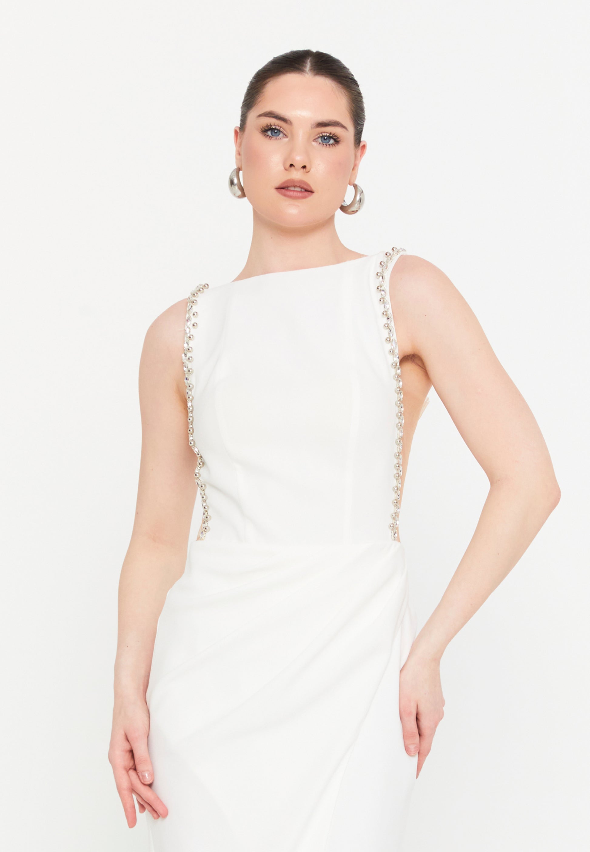 Sleeveless Maxi Viscose Column Regular Wedding Guest Dress ren6341 - Wedding Guest Dress - Istanbul Fashion Center