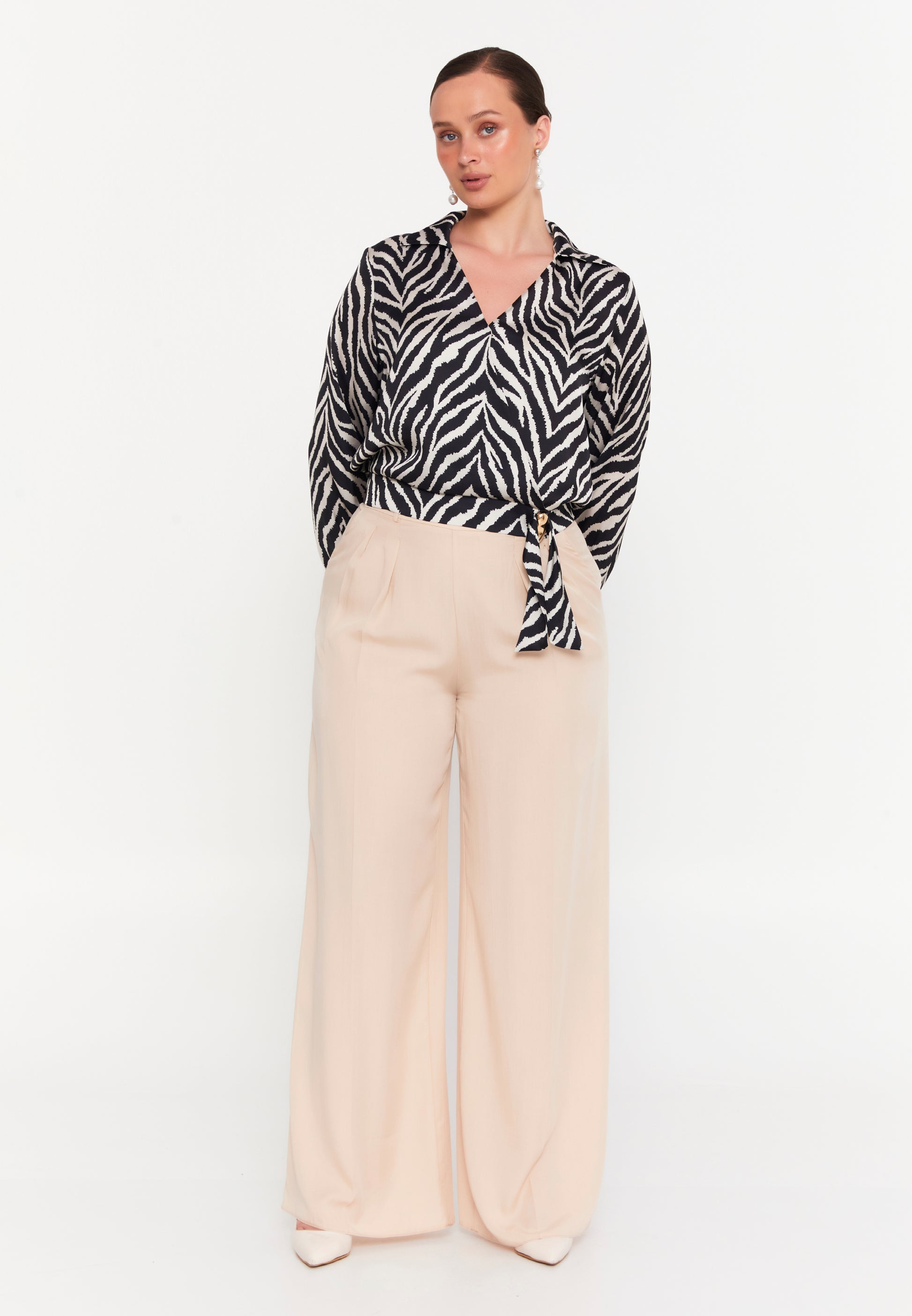 Long Sleeve Patterned Plus Size Blouse exp18594-b - Blouse - Istanbul Fashion Center