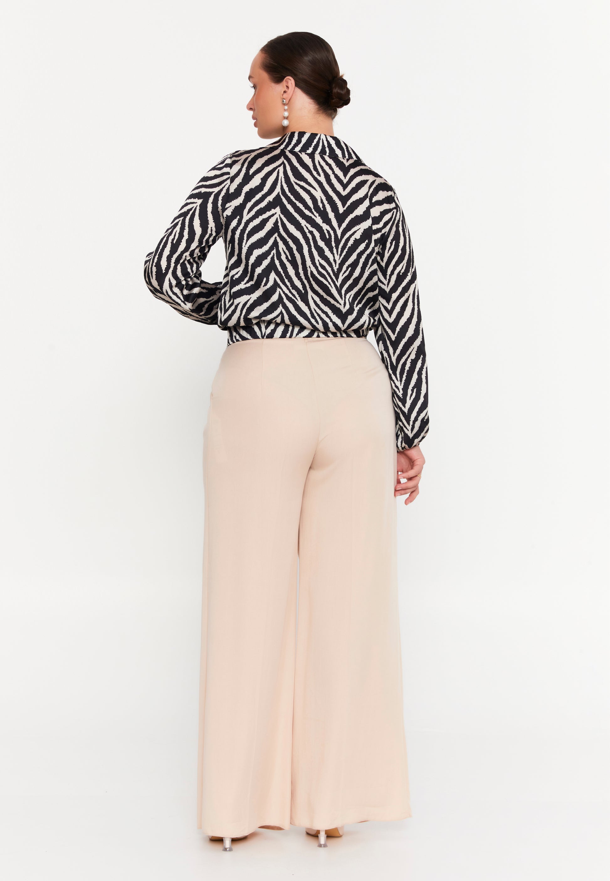 Long Sleeve Patterned Plus Size Blouse exp18594-b - Blouse - Istanbul Fashion Center