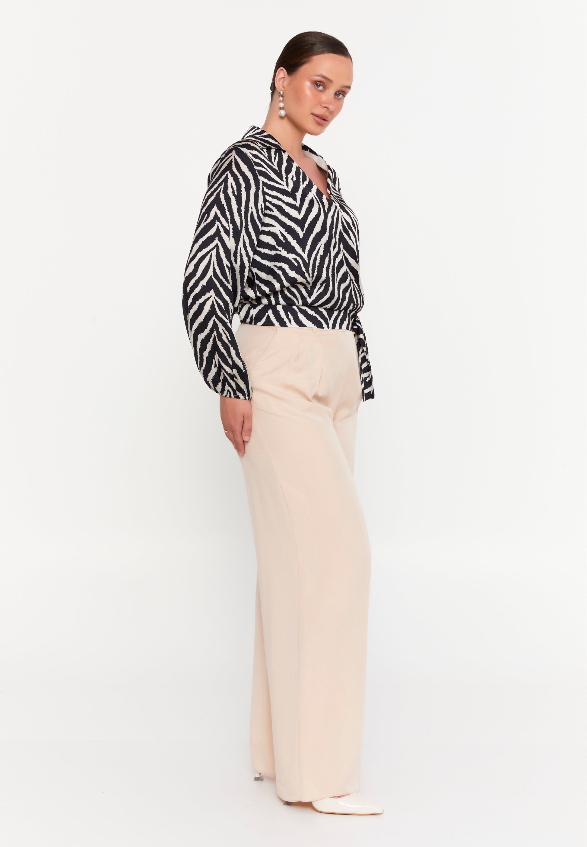 Long Sleeve Patterned Plus Size Blouse exp18594-b - Blouse - Istanbul Fashion Center