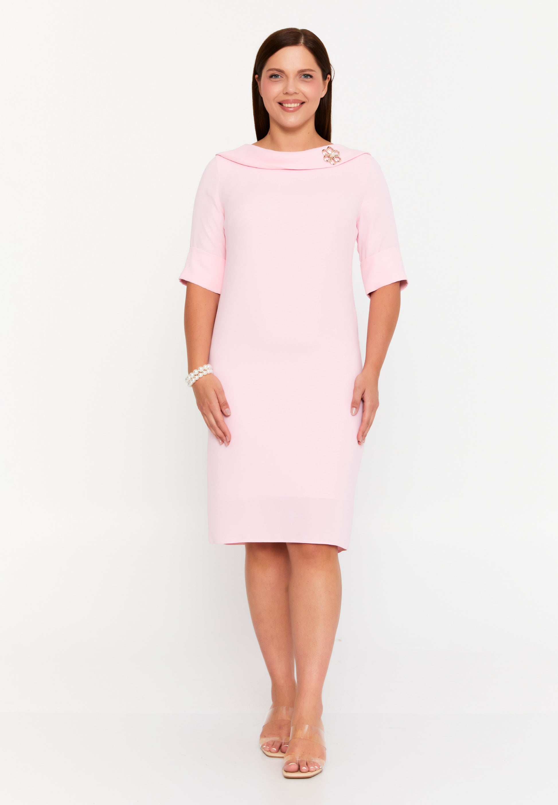 Mid-Length Midi Viscose Column Plus Size Casual Dress chs9769 - Casual Dress - Istanbul Fashion Center