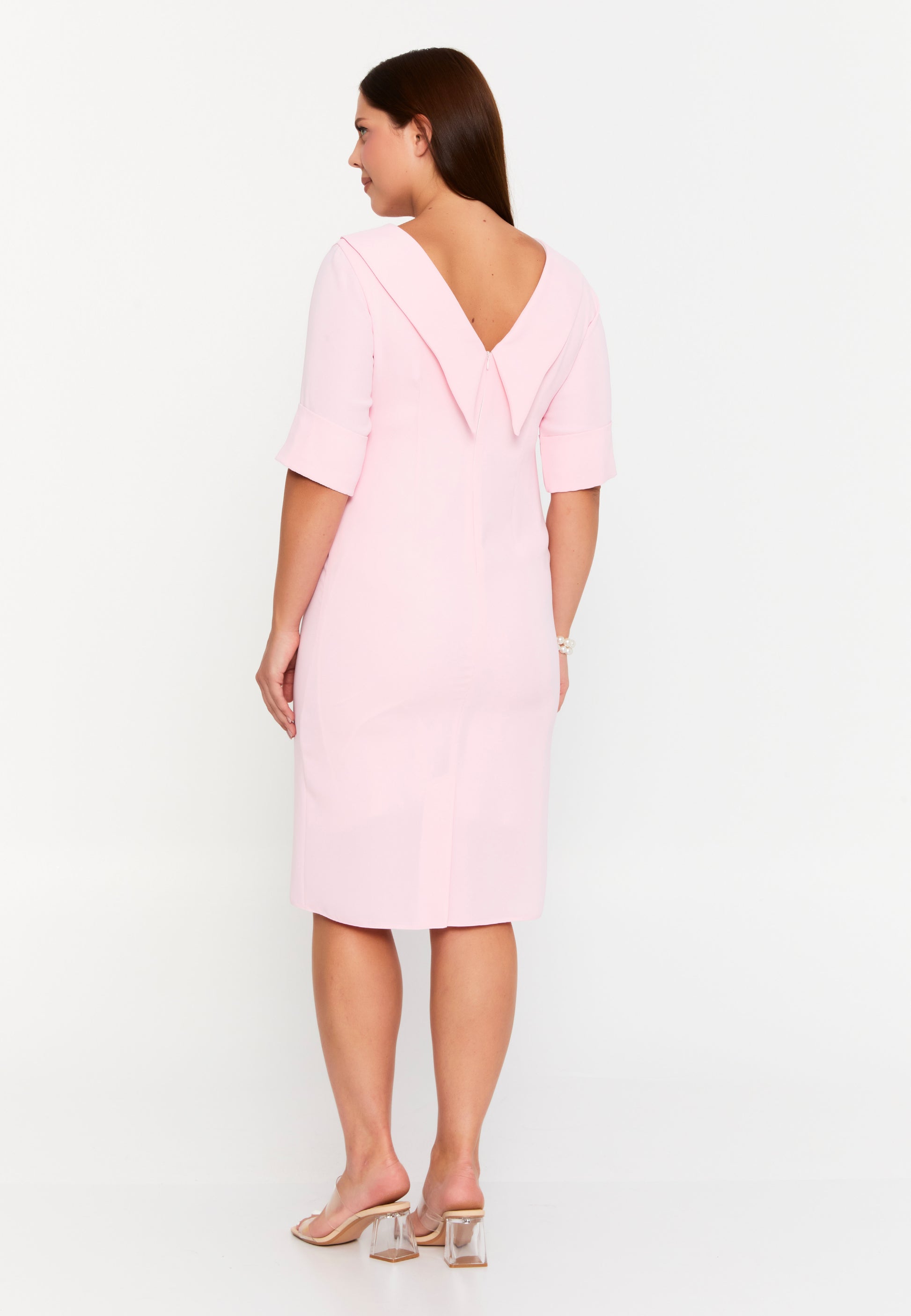 Mid-Length Midi Viscose Column Plus Size Casual Dress chs9769 - Casual Dress - Istanbul Fashion Center