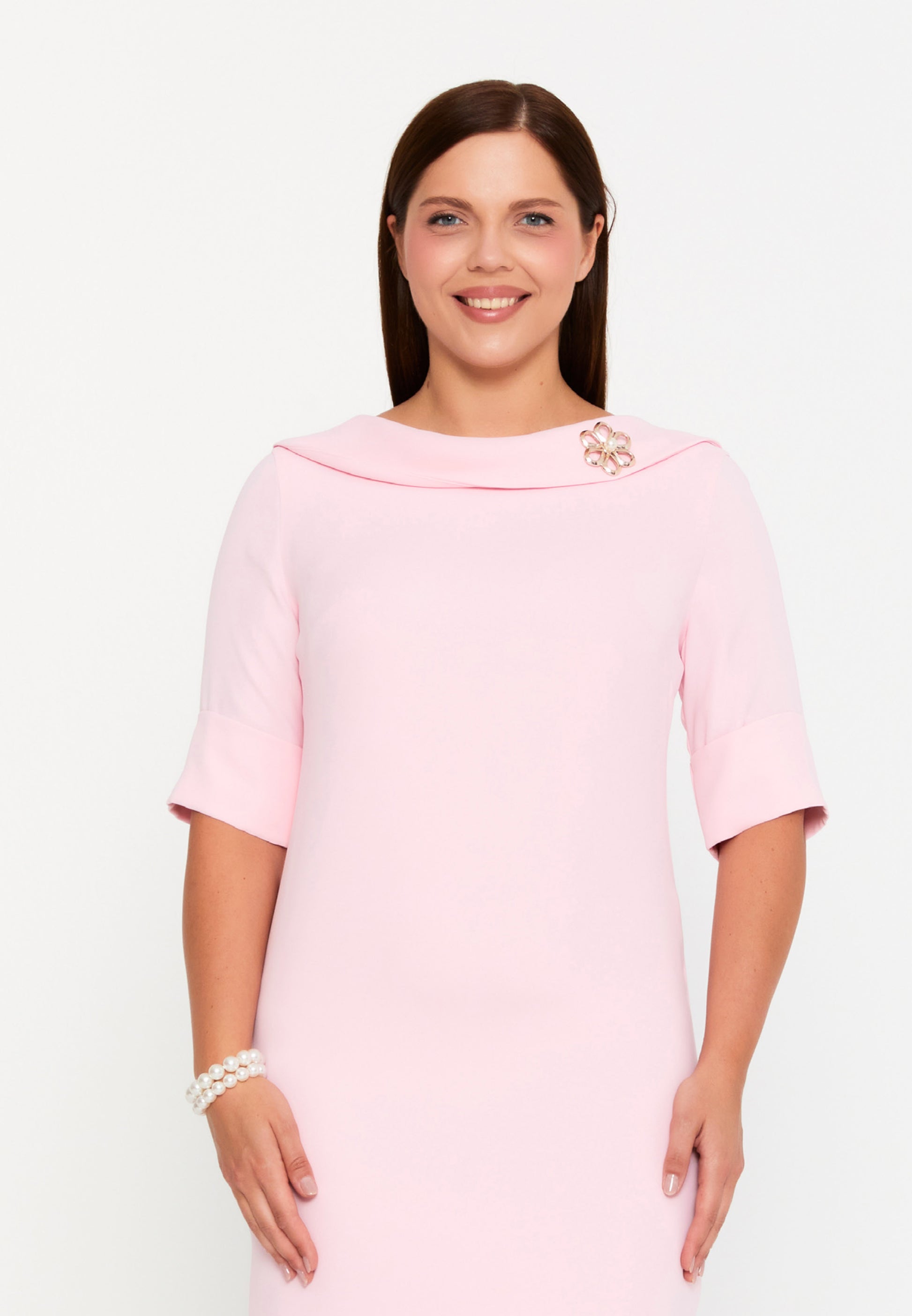 Mid-Length Midi Viscose Column Plus Size Casual Dress chs9769 - Casual Dress - Istanbul Fashion Center