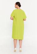 Short Sleeve Midi Viscose Column Plus Size Casual Dress nvn4064 - Casual Dress - Istanbul Fashion Center