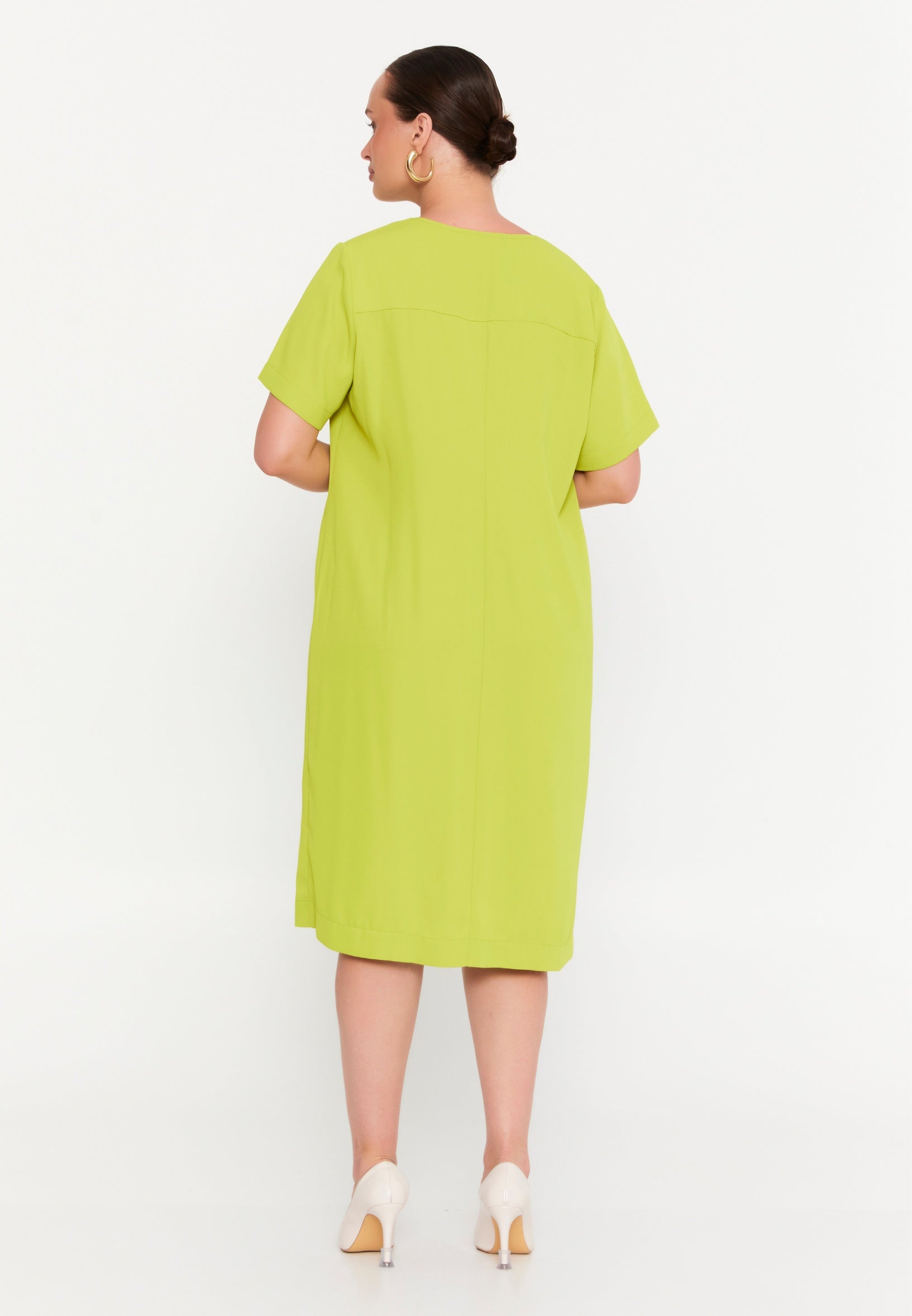 Short Sleeve Midi Viscose Column Plus Size Casual Dress nvn4064 - Casual Dress - Istanbul Fashion Center