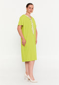 Short Sleeve Midi Viscose Column Plus Size Casual Dress nvn4064 - Casual Dress - Istanbul Fashion Center