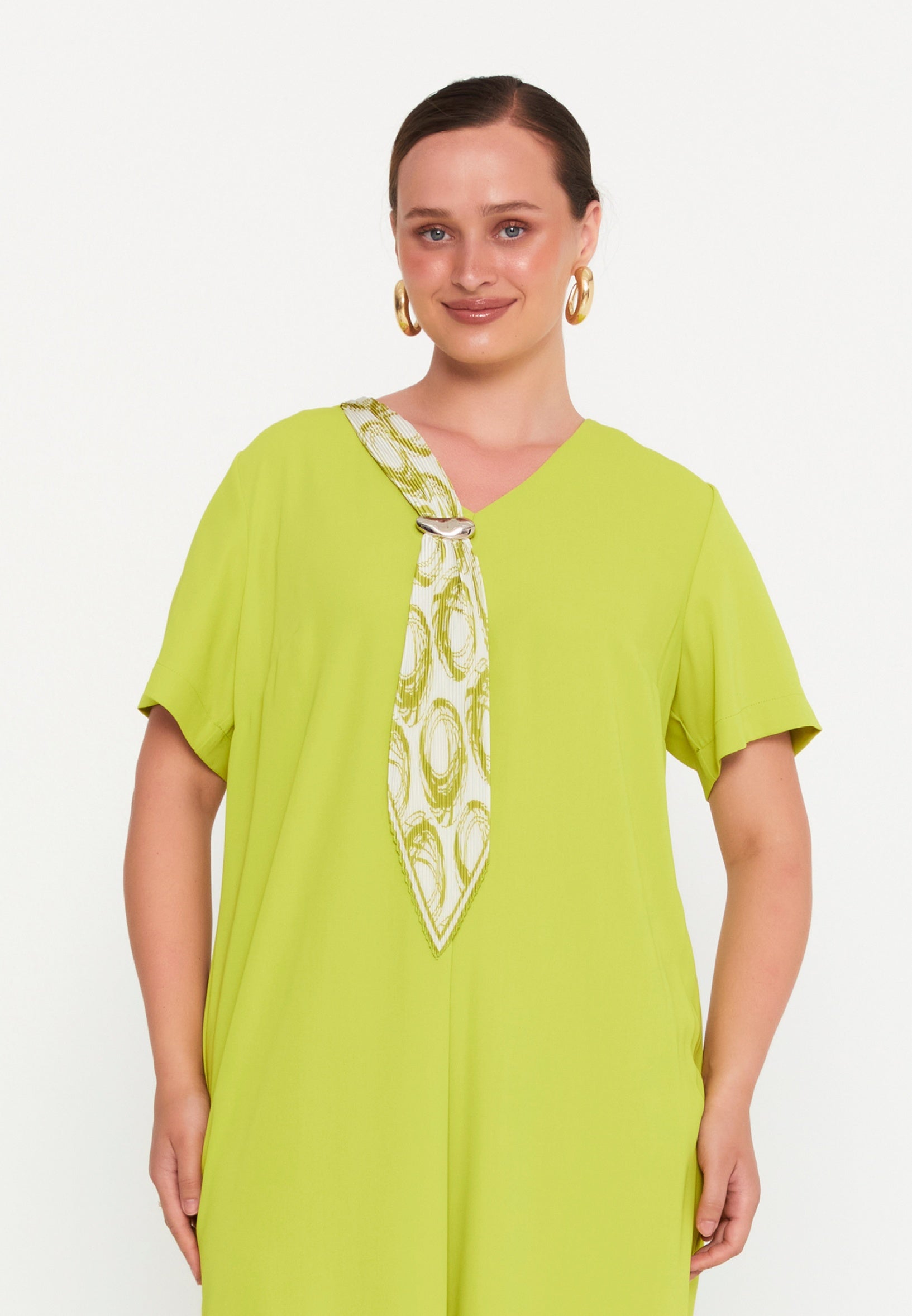 Short Sleeve Midi Viscose Column Plus Size Casual Dress nvn4064 - Casual Dress - Istanbul Fashion Center