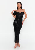 One Shoulder Maxi Tulle Column Regular Wedding Guest Dress hot5908-1 - Wedding Guest Dress - Istanbul Fashion Center