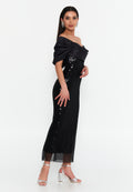One Shoulder Maxi Tulle Column Regular Wedding Guest Dress hot5908-1 - Wedding Guest Dress - Istanbul Fashion Center