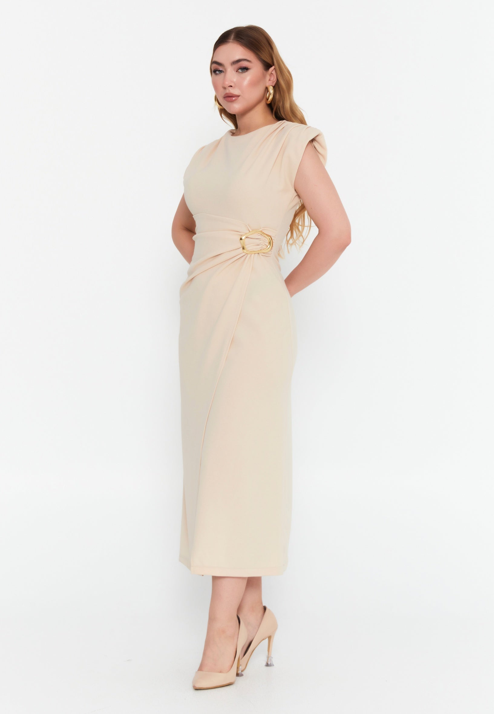 Sleeveless Midi Viscose Column Regular Evening Dress lrs25y3576 - Evening Dress - Istanbul Fashion Center