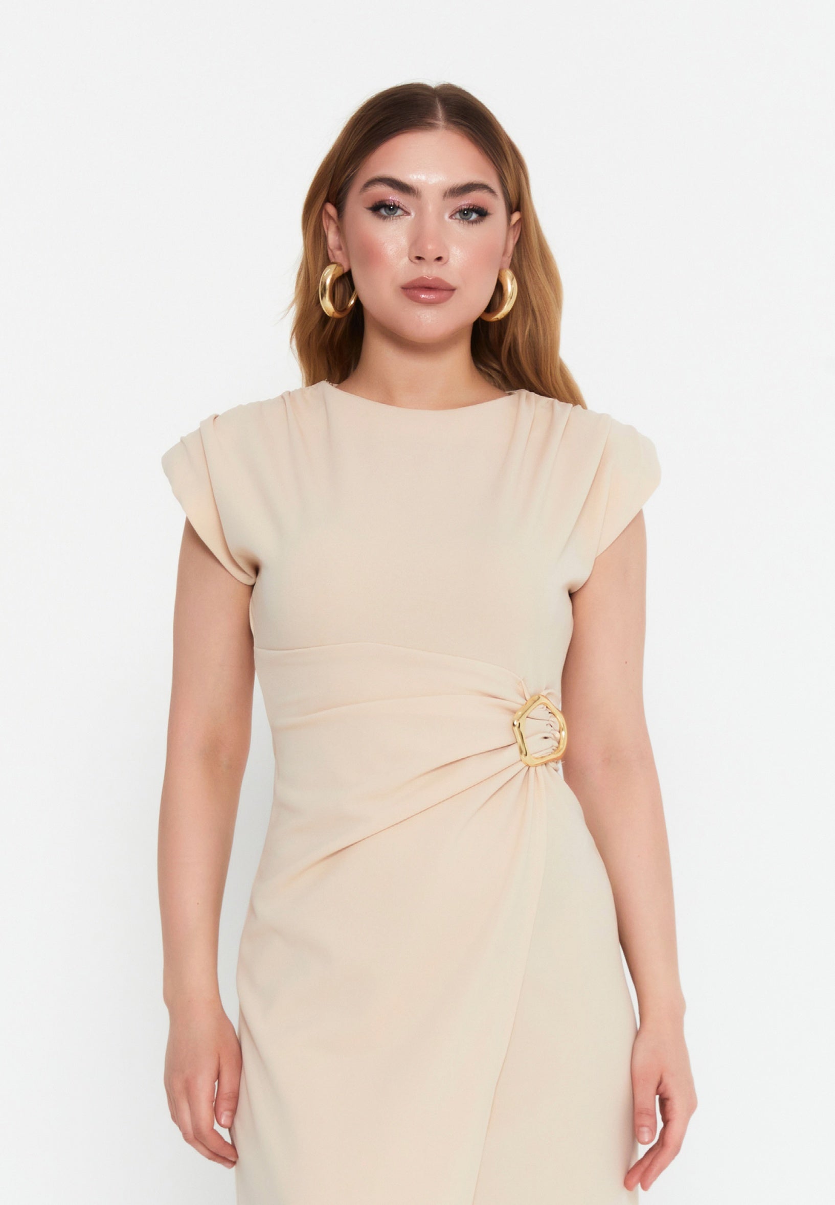 Sleeveless Midi Viscose Column Regular Evening Dress lrs25y3576 - Evening Dress - Istanbul Fashion Center