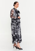 Long Sleeve Maxi Chiffon Column Plus Size Casual Dress tss7873 - Casual Dress - Istanbul Fashion Center
