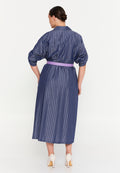 Mid-Length Maxi Linen Column Plus Size Casual Dress tss7018- - Casual Dress - Istanbul Fashion Center