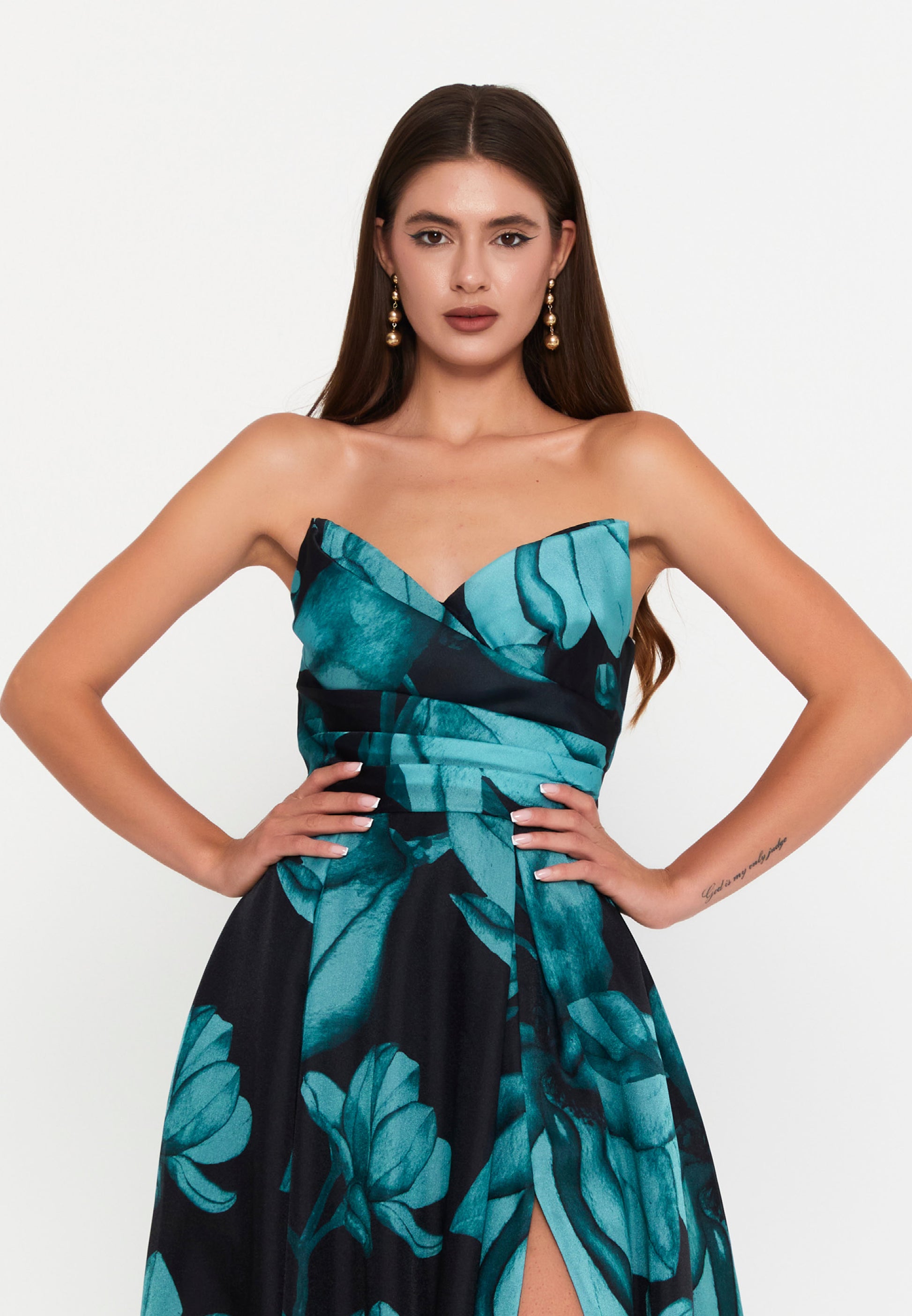 Strapless Maxi Polyester Column Regular Wedding Guest Dress srf8381 - Wedding Guest Dress - Istanbul Fashion Center