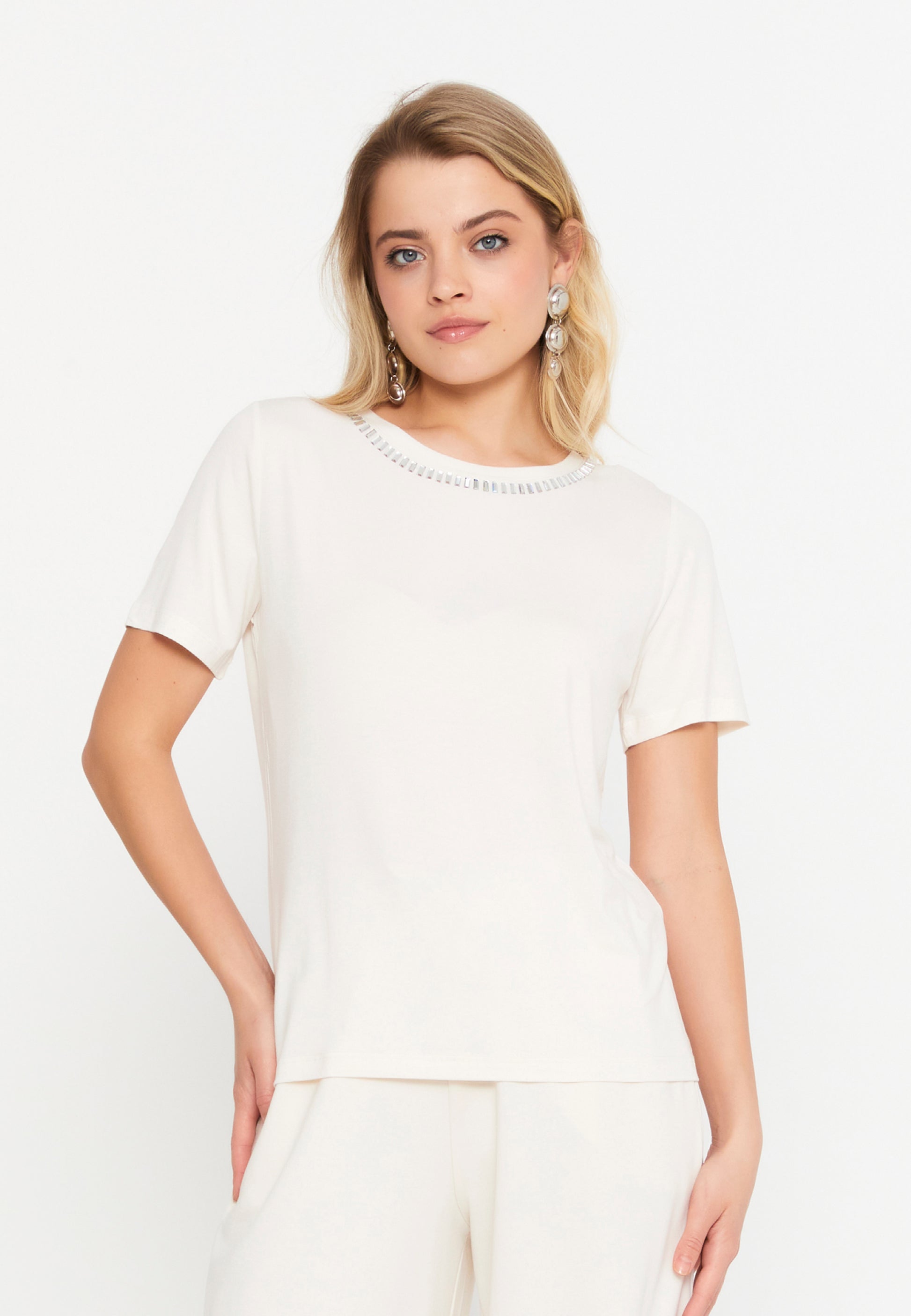 Short Sleeve Solid Color Regular Blouse blb25y1304 - Blouse - Istanbul Fashion Center