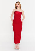 Sleeveless Midi Crepe Column Regular Evening Dress ale2420 - Evening Dress - Istanbul Fashion Center