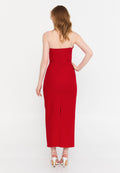 Sleeveless Midi Crepe Column Regular Evening Dress ale2420 - Evening Dress - Istanbul Fashion Center