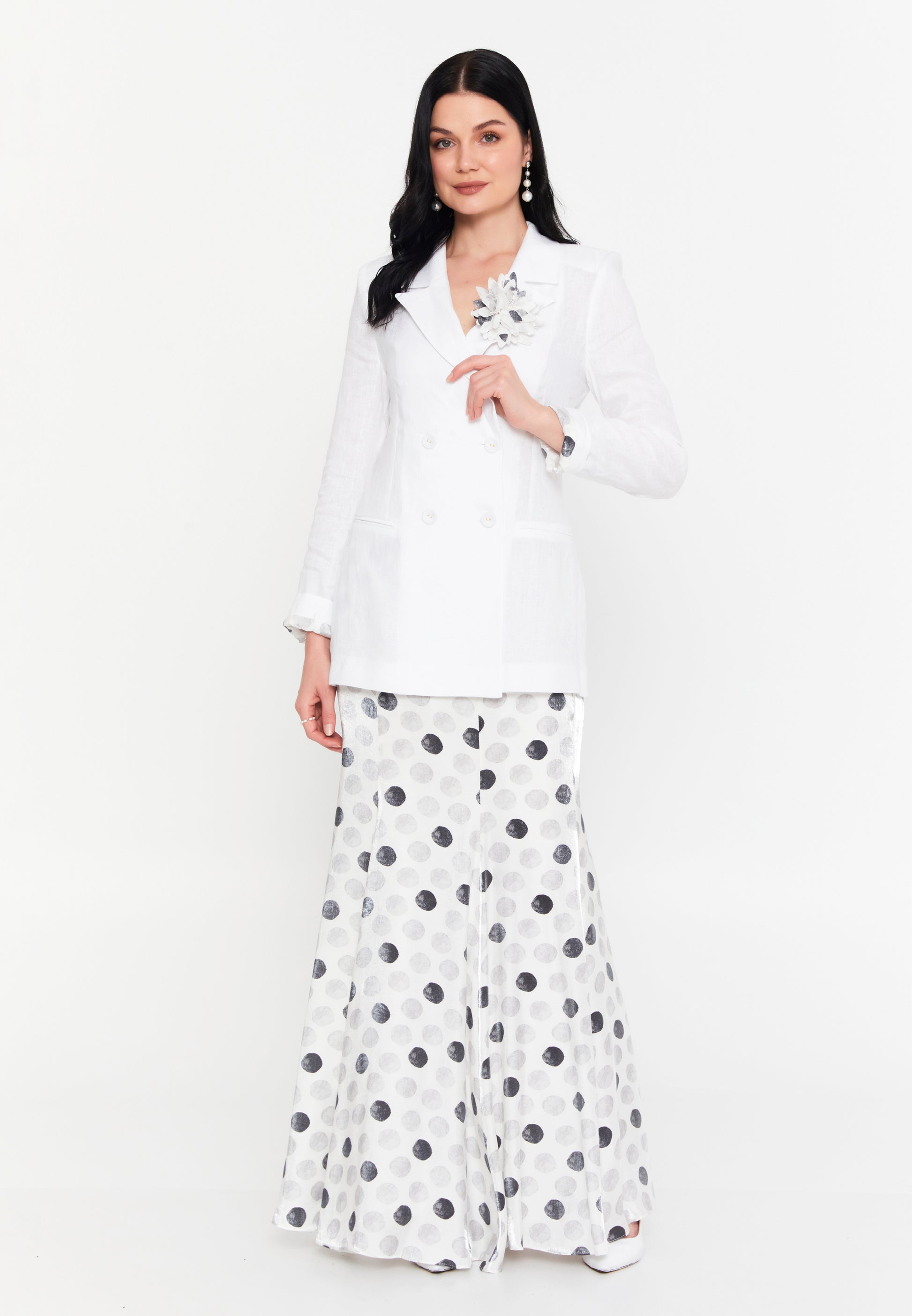 Long Sleeve Linen Geometric Regular Two-Piece Outfit dwn65506 - Two-Piece Outfit - Istanbul Fashion Center