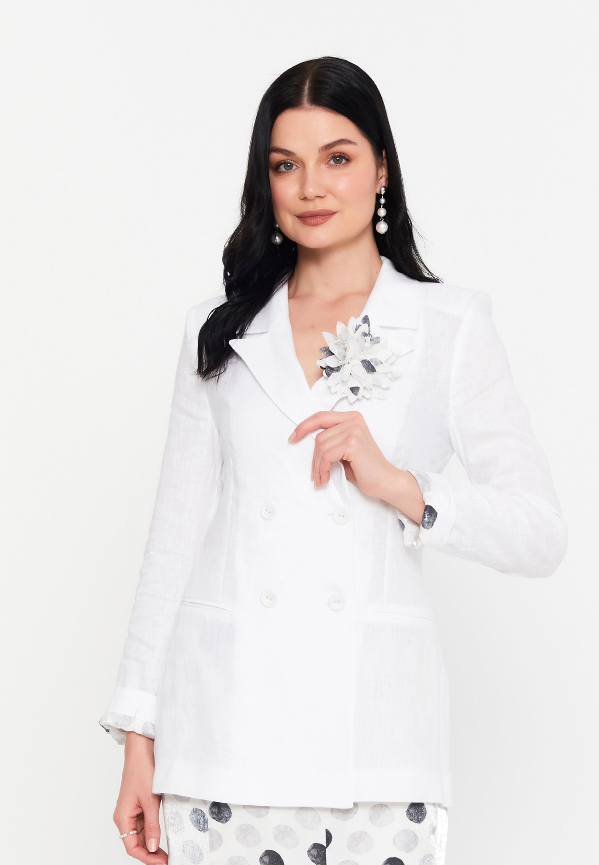 Long Sleeve Linen Geometric Regular Two-Piece Outfit dwn65506 - Two-Piece Outfit - Istanbul Fashion Center