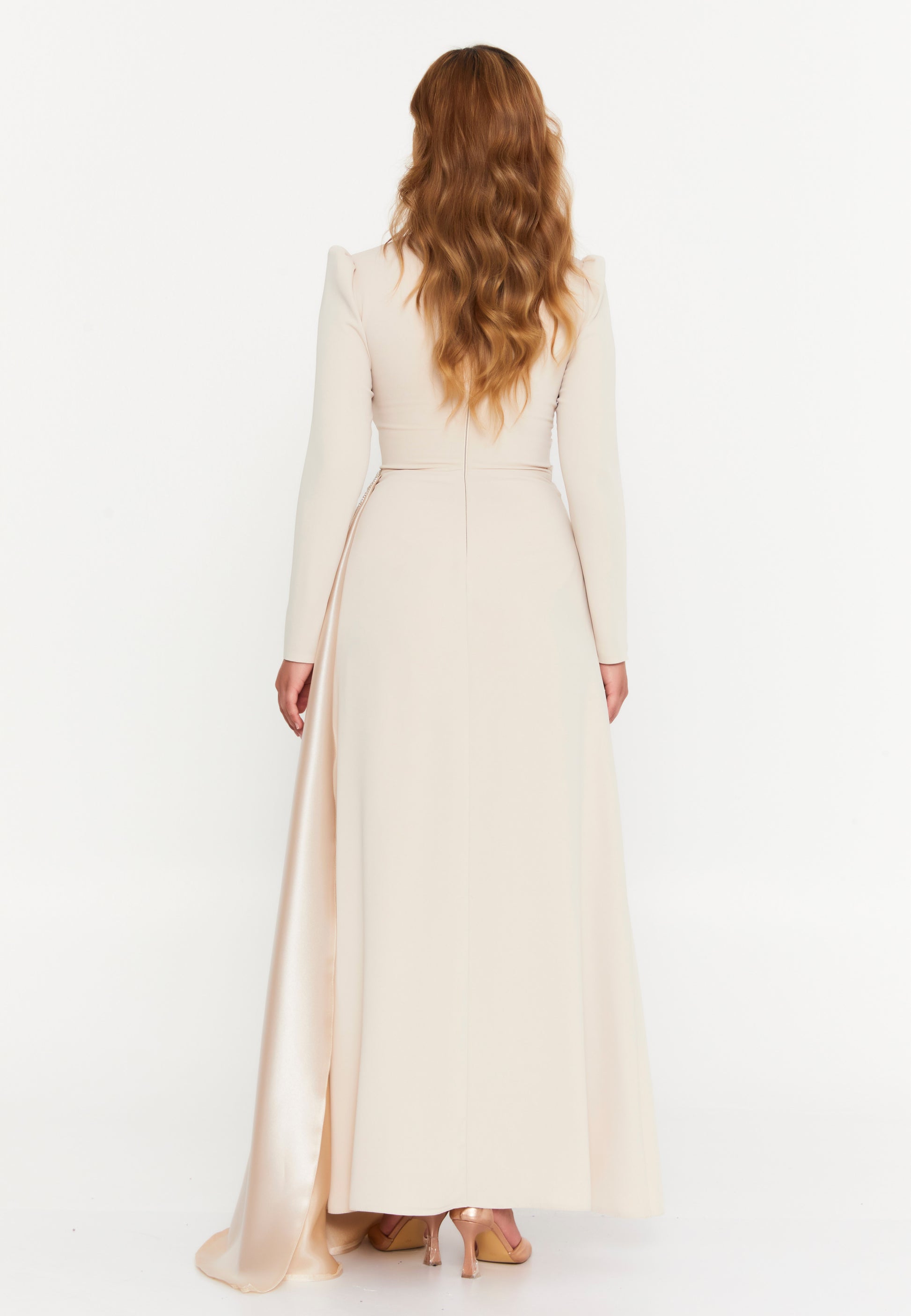 Long Sleeve Maxi Viscose Column Regular Wedding Guest Dress fvl7109 - Wedding Guest Dress - Istanbul Fashion Center