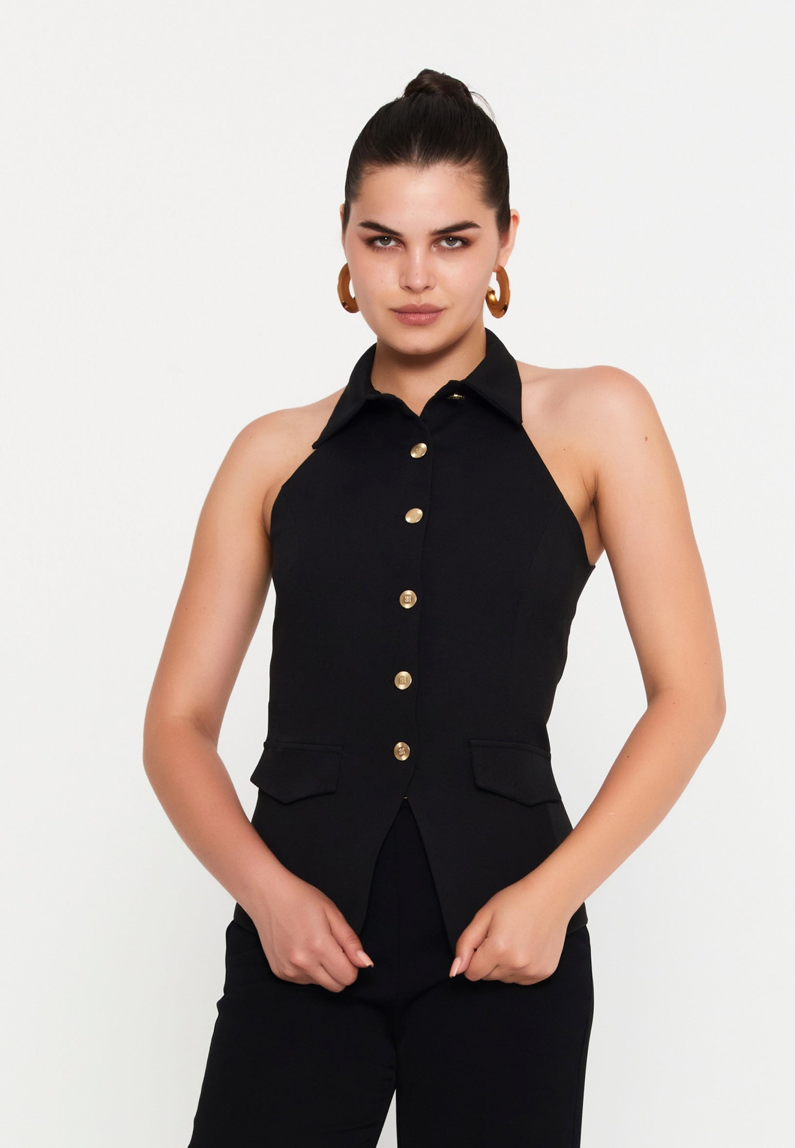 Sleeveless Solid Color Regular Vest exp18601 - Vest - Istanbul Fashion Center